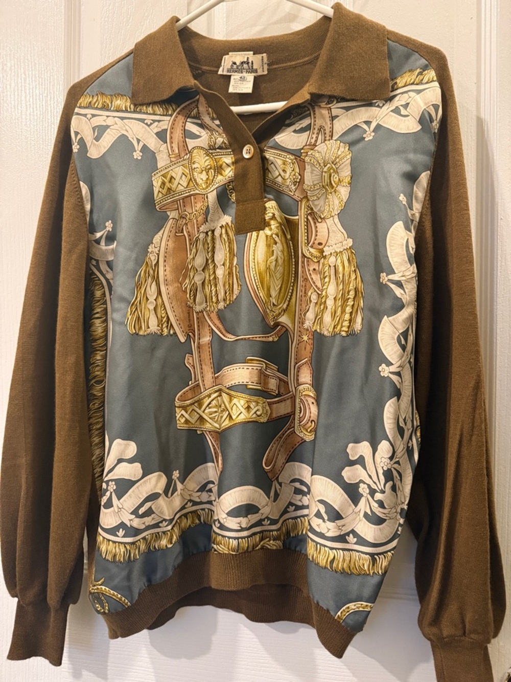 Hermes Sweater 1987 Hermes “Bride De Cour” Tassel Silk Scarf & Cashmere with COA - Picture 3 of 9